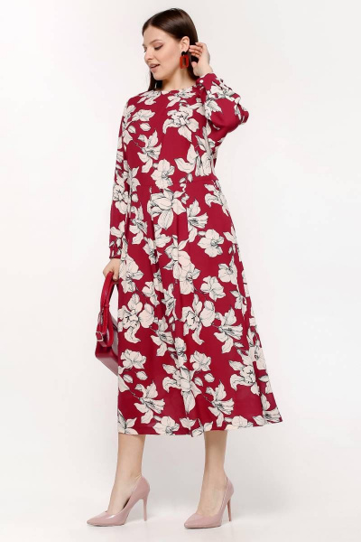 Платье La rouge 5400 бордо-(цветы) - фото 2