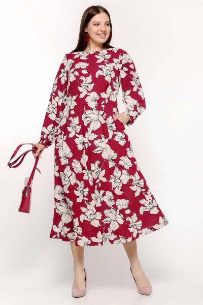 Платье La rouge 5400 бордо-(цветы) - фото 1