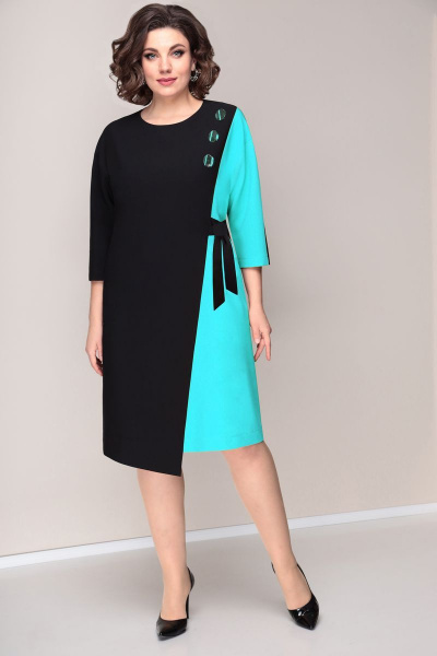 Платье VOLNA 1253 бирюзово-черный - фото 1