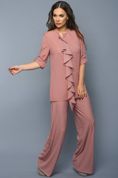 Блуза, брюки Teffi Style L-1333 пыльно_розовый - фото 1