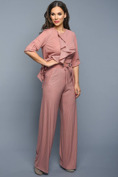 Блуза, брюки Teffi Style L-1333 пыльно_розовый - фото 2