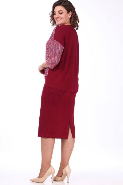 Джемпер, юбка Lady Style Classic 1374/6 бордовые_тона - фото 3