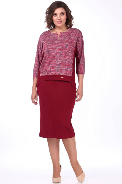 Джемпер, юбка Lady Style Classic 1374/6 бордовые_тона - фото 1