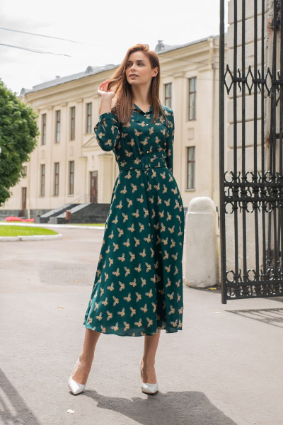 Платье АСВ 1148.4 зеленый_бабочки - фото 1