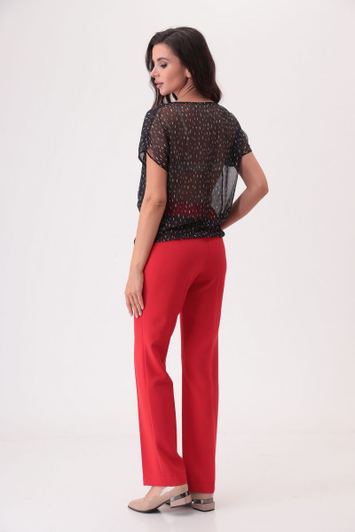 Блуза, брюки T&N 7289 черный_принт+красный - фото 4