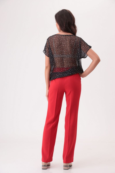 Блуза, брюки T&N 7289 черный_принт+красный - фото 3