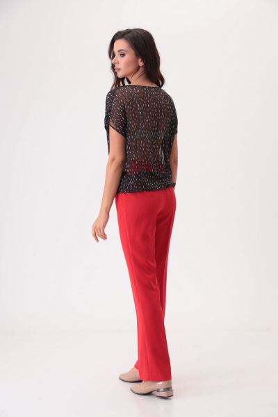 Блуза, брюки, жакет T&N 7290 черный+красный - фото 10