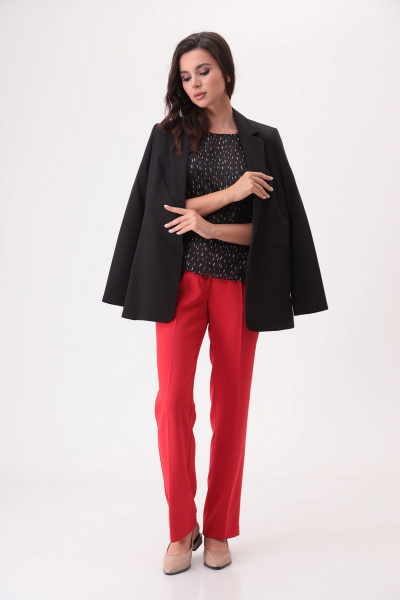 Блуза, брюки, жакет T&N 7290 черный+красный - фото 2