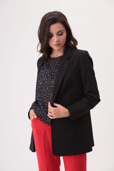 Блуза, брюки, жакет T&N 7290 черный+красный - фото 6