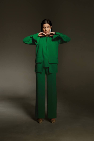 Блуза, брюки BARBARA В107 зелень - фото 3