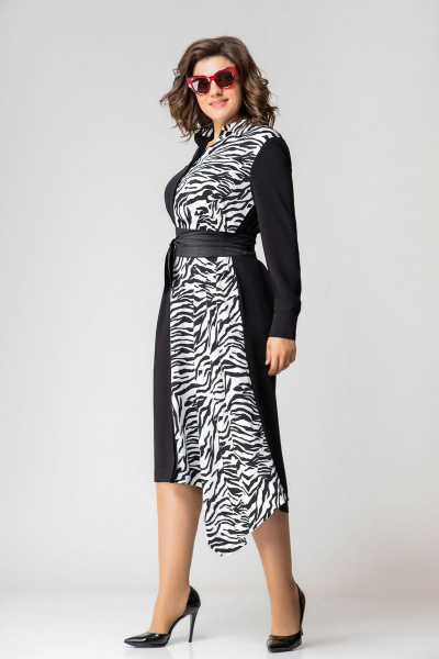 Платье EVA GRANT 190 черный+зебра - фото 2
