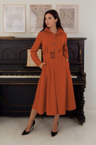 Платье LadisLine 1384 морковный - фото 1