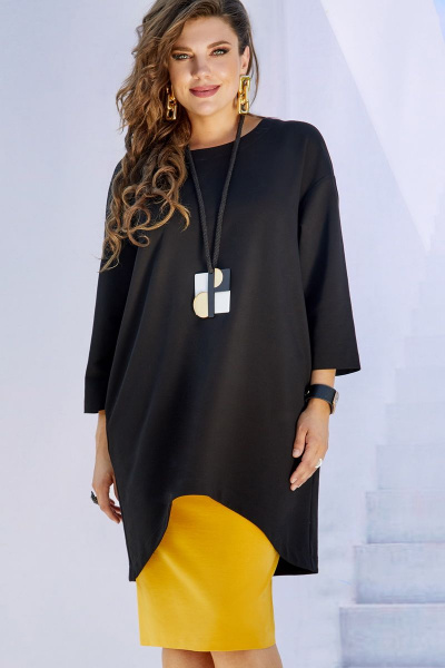 Блуза, юбка Vittoria Queen 16663 черный+горчица - фото 1