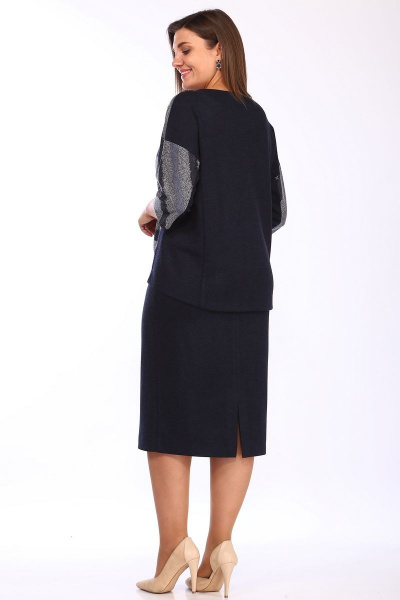 Джемпер, юбка Lady Style Classic 1374/7 темно-синий_серый - фото 3