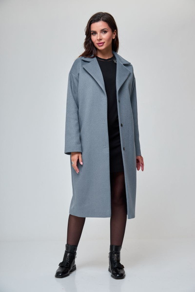 Пальто, платье T&N 7299 пепельный_голубой+черный - фото 2