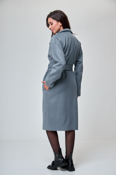 Пальто, платье T&N 7299 пепельный_голубой+черный - фото 5