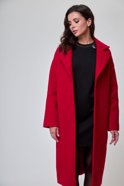 Пальто, платье T&N 7299 алый_красный+черный - фото 3