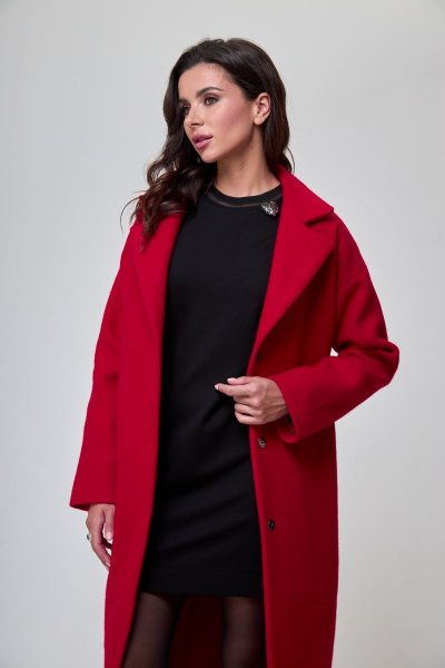 Пальто, платье T&N 7299 алый_красный+черный - фото 1