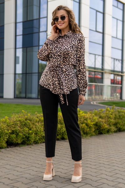 Блуза, брюки Andina 920 леопард+черный - фото 1