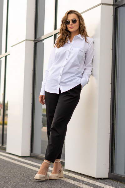 Блуза, брюки Andina 924 белый+черный - фото 1