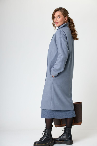 Пальто, платье T&N 7320 пепельный_голубой+синий_меланж - фото 5