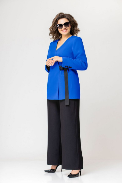 Блуза, брюки EVA GRANT 204 василек/черный - фото 1