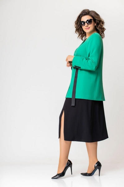 Жакет, юбка EVA GRANT 205 зеленый/черный - фото 4