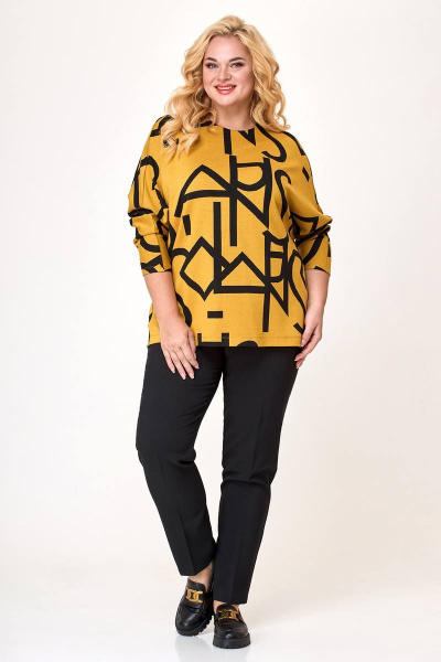 Блуза, брюки Alani Collection 1776 желтый/черный - фото 1