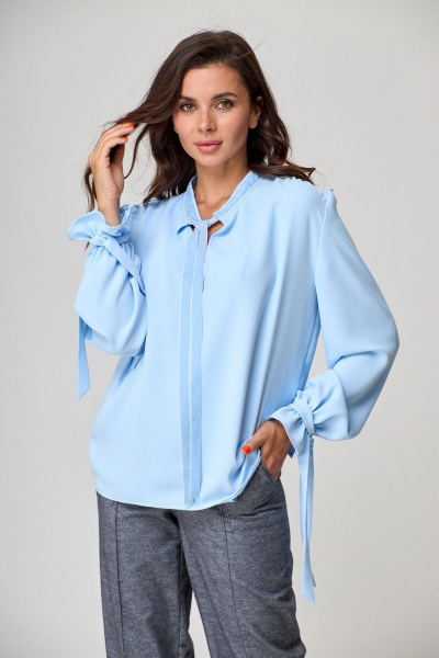 Блуза Anelli 828 голубой - фото 1