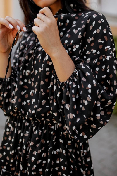 Платье KRASA - Danaida 240-22 черный_в_коричневый_принт - фото 5