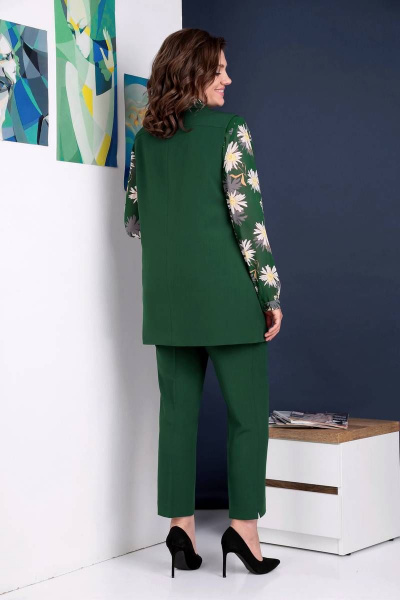 Блуза, брюки, жилет Ивелта плюс 3631 зеленый - фото 2
