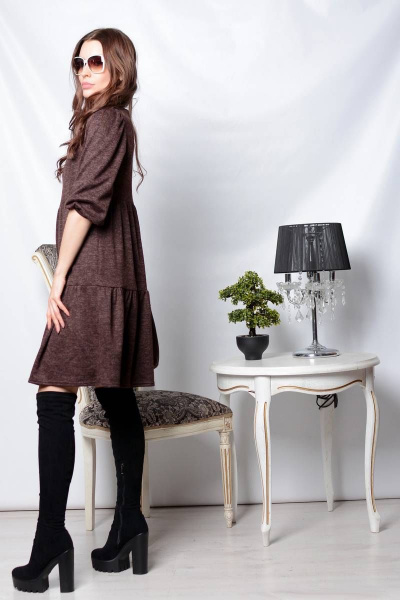 Платье PATRICIA by La Cafe F15190 коричневый - фото 3