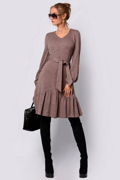 Платье PATRICIA by La Cafe F14661 серо-коричневый - фото 1