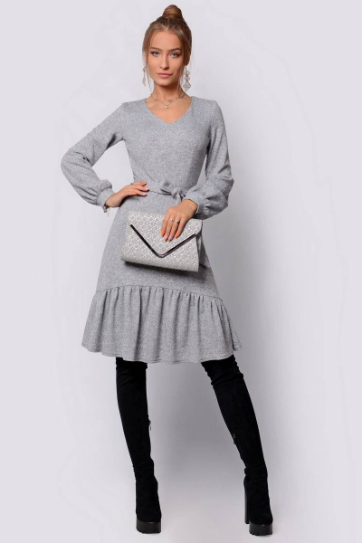 Платье PATRICIA by La Cafe F14661 светло-серый - фото 1