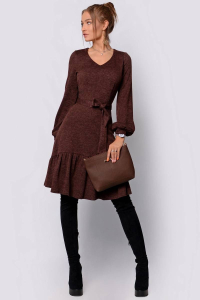 Платье PATRICIA by La Cafe F14661 коричневый - фото 1