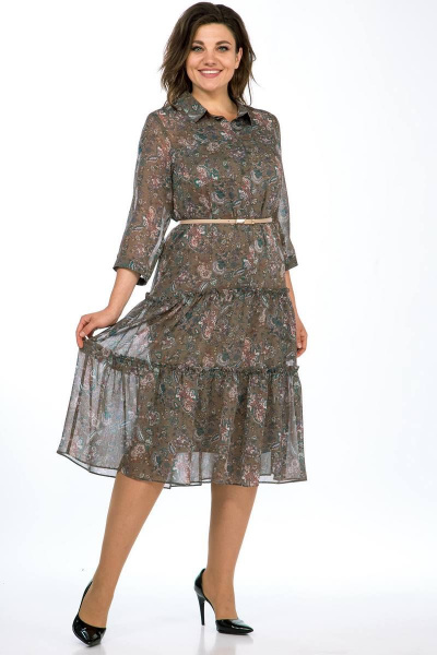 Платье, туника Lady Style Classic 2085/2 хаки-пейсли - фото 1