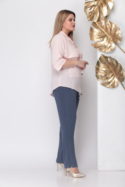 Блуза, брюки Michel chic 595 светло-розовый+синий - фото 3