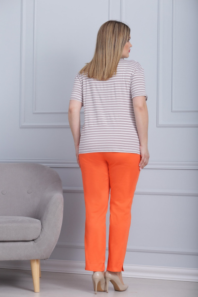 Блуза, брюки Michel chic 594 беж+оранж - фото 3