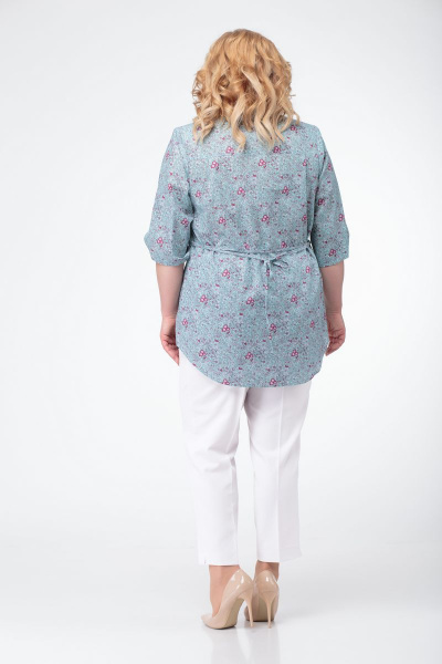 Блуза, брюки LadyThreeStars 1775 мятный+белый - фото 2