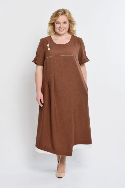 Платье ELGA 01-602 шоколад - фото 1
