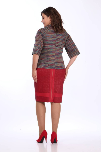 Блуза, юбка Klever 259+395.2 красный - фото 2