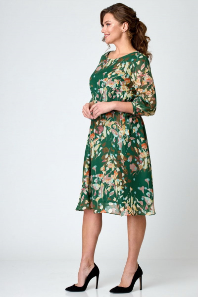 Платье Michel chic 2049 зеленый+цветы - фото 4