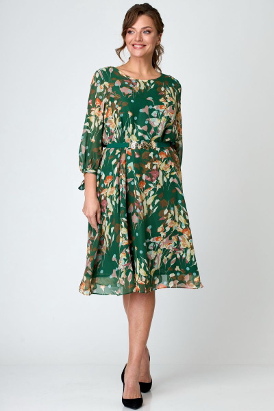 Платье Michel chic 2049 зеленый+цветы - фото 1