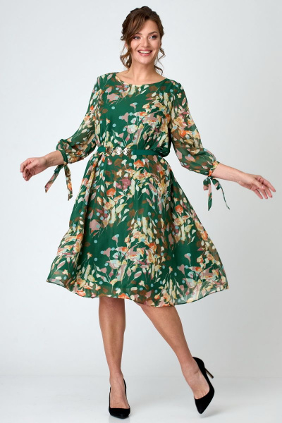 Платье Michel chic 2049 зеленый+цветы - фото 3