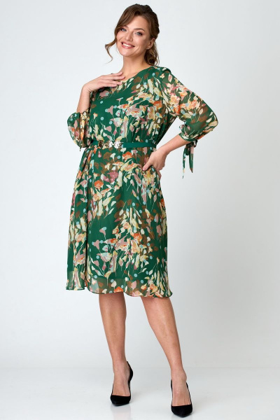 Платье Michel chic 2049 зеленый+цветы - фото 2