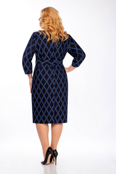 Платье Элль-стиль 2170 черный/синий принт - фото 5