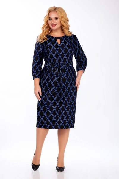 Платье Элль-стиль 2170 черный/синий принт - фото 1