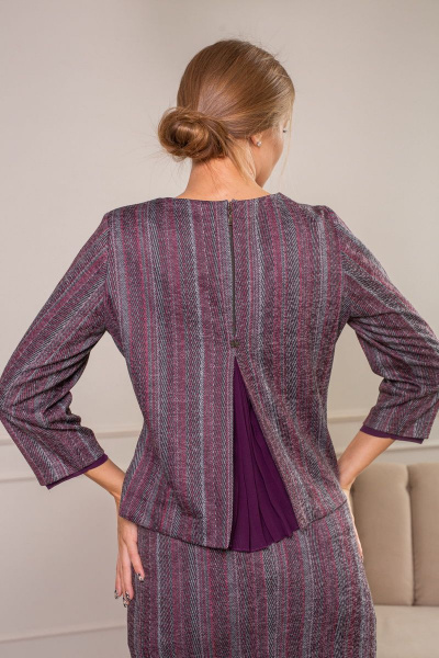 Блуза, юбка АСВ 1101.3 серо-бордовый - фото 3