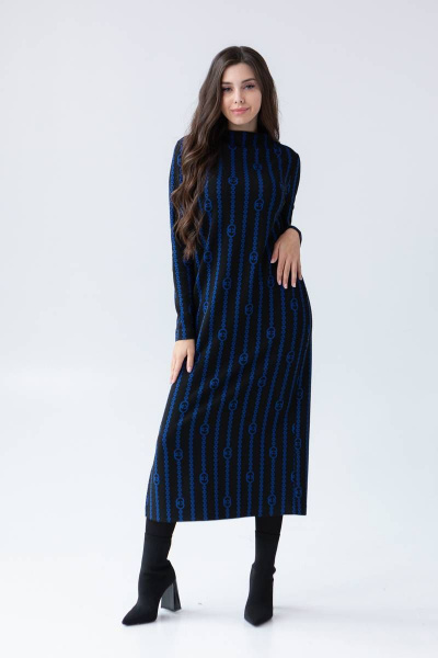 Платье Ivera 1053 черный,  синий - фото 3