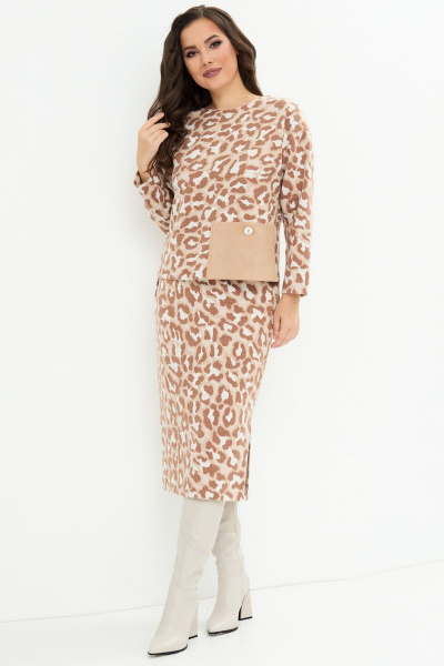 Блуза, юбка Магия моды 2158 беж+леопард - фото 2